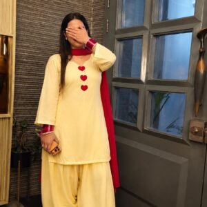 Salwar Suit – Yellow Salwar Suit with Red Dupatta