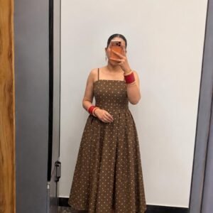 Western Wear โ Brown Polka Dot Flared Dress