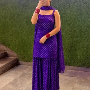 Purple Printed Ethnic Plazo Suit Set