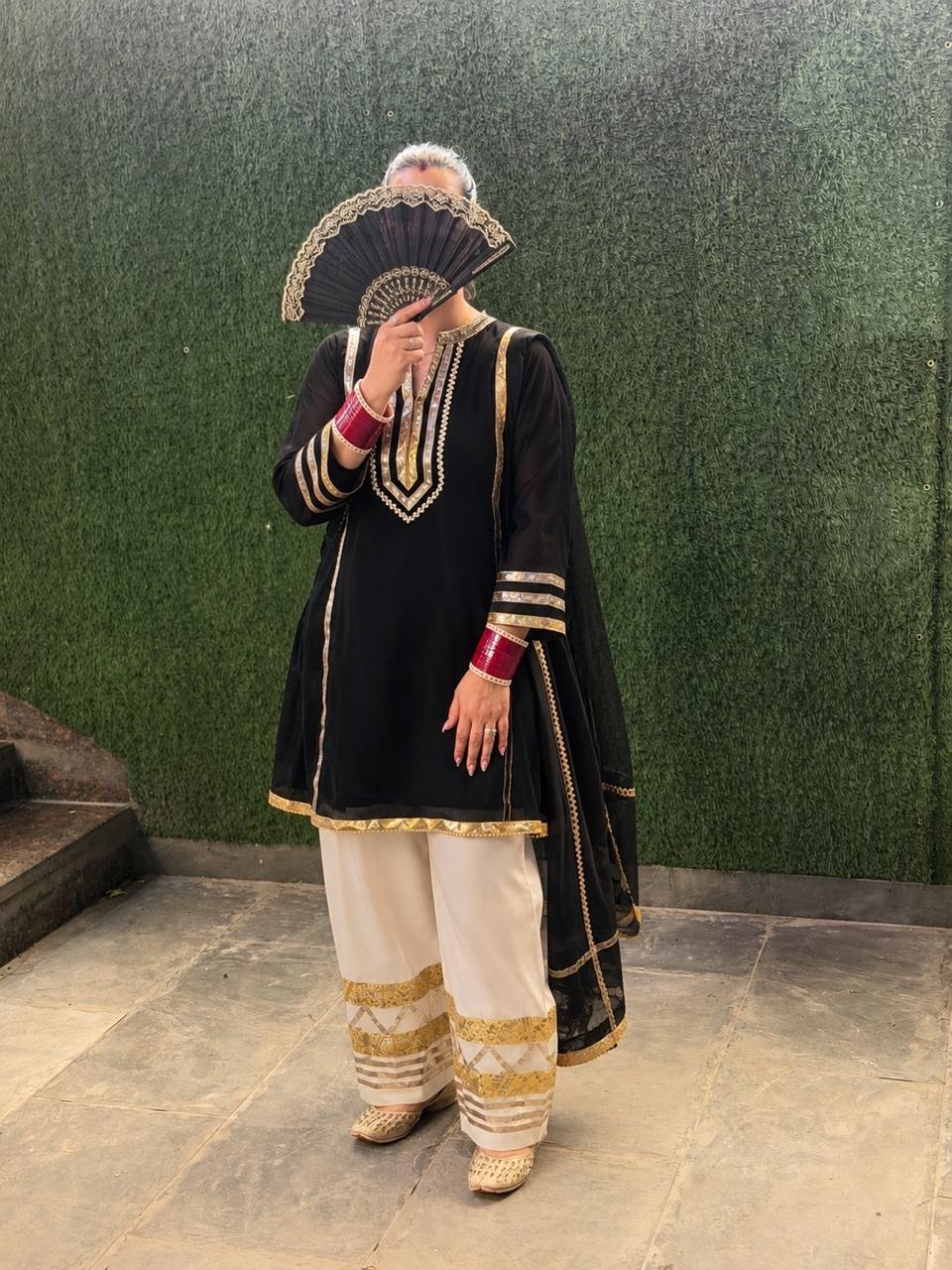 Black White Farshi Salwar Suit Set