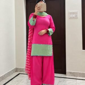 Pink and Mint Green Farshi Salwar Suit Set